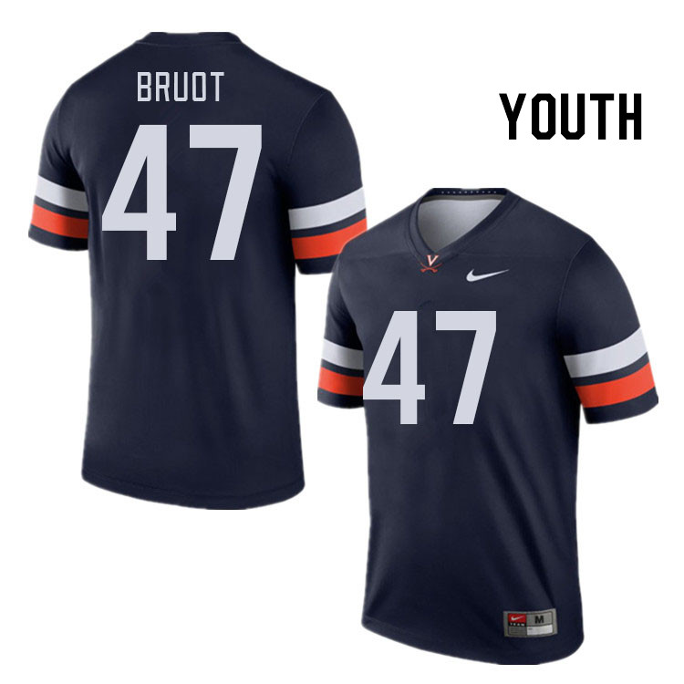 Youth #47 Vadin Bruot Virginia Cavaliers College Football Jerseys Stitched Sale-Navy - Click Image to Close